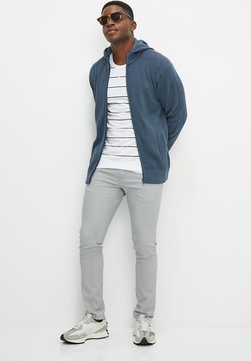 Lark & Crosse - Chunky hooded zip through knitwear - navy