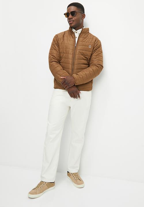 Lark & Crosse - Ascend funnel neck lightweight  puffer jacket - taupe
