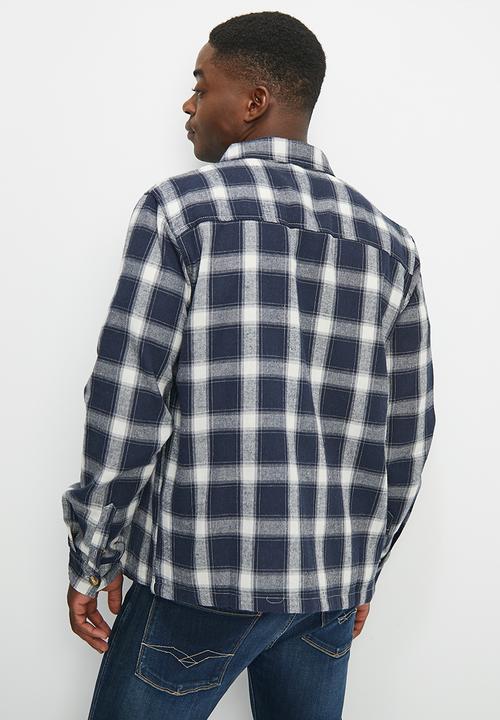 Lark & Crosse - Pocket detail check shirt - navy multi