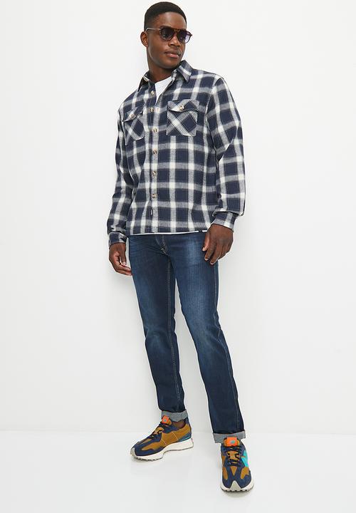 Lark & Crosse - Pocket detail check shirt - navy multi