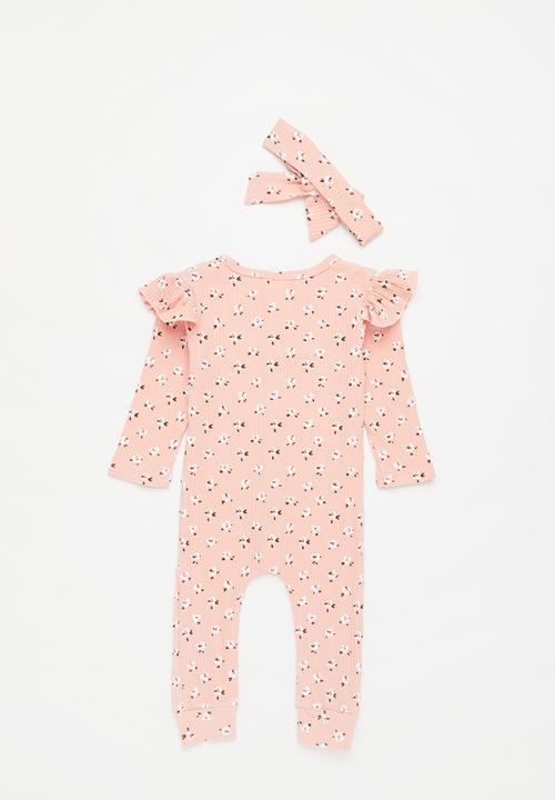 Pop Candy - Printed romper & headband set - pink