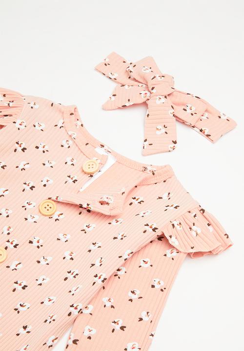 Pop Candy - Printed romper & headband set - pink