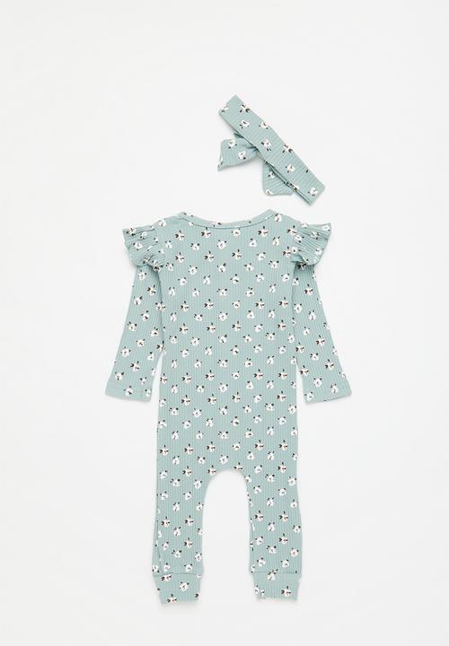 Pop Candy - Printed romper & headband set - blue