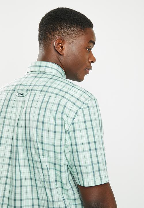 POLO - Men check short sleeve shirt  - aqua