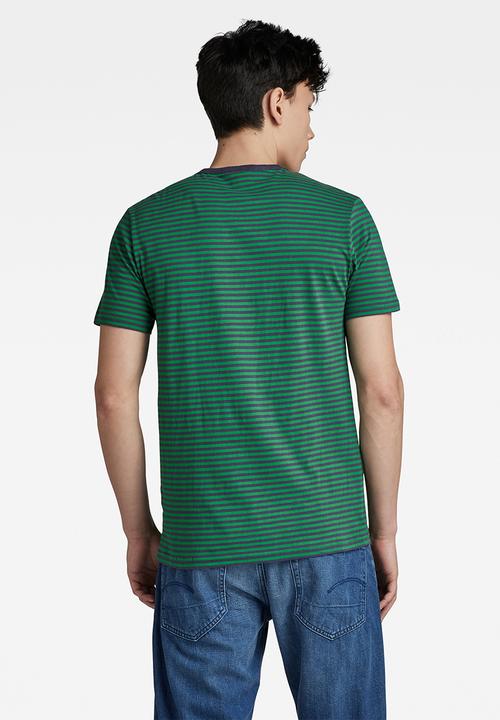 G-STAR - Stripe slim r t - jolly green/dk grape stripe
