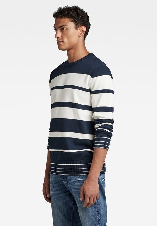 G-STAR - Irregular stripe r knit - salute/milk stripe