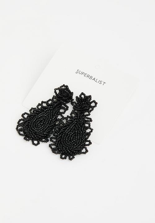 Superbalist - Beaded stud earrings - black