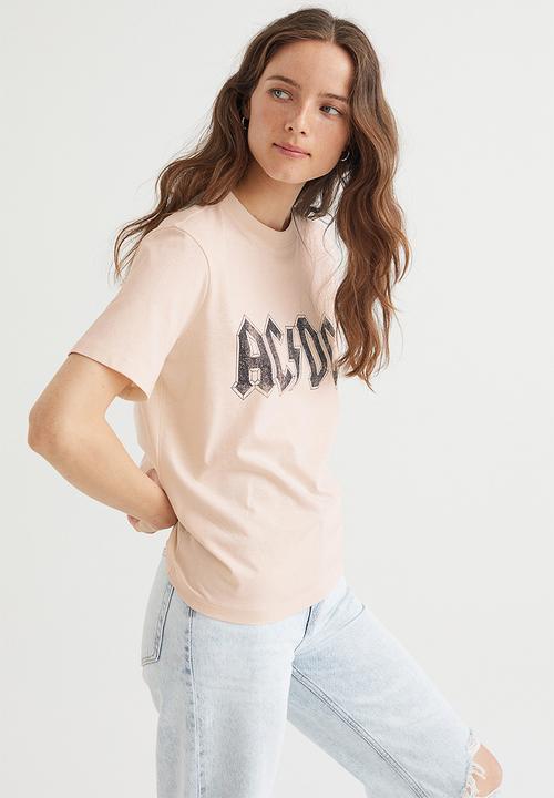 H&M - T-shirt with a motif - light beige/ac/dc