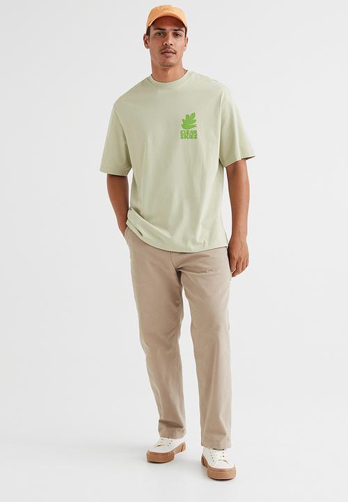 H&M - Relaxed fit printed T-shirt - light pistachio green/bird