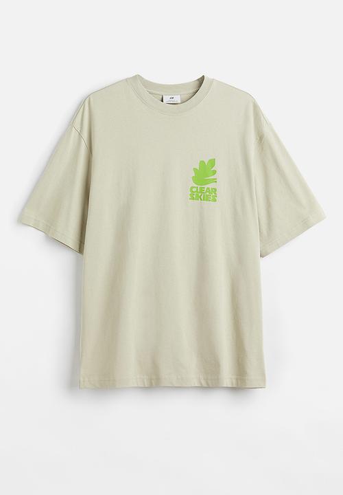 H&M - Relaxed fit printed T-shirt - light pistachio green/bird