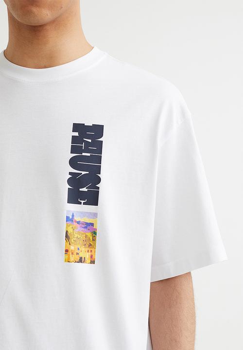 H&M - Relaxed fit cotton T-shirt - white/pause