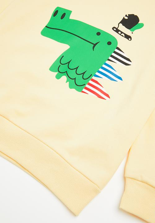 Pop Candy - Dino sweatshirt & jogger set - yellow & grey 