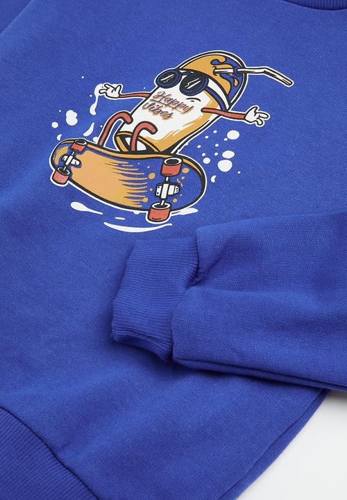 Superbalist - 2 Pack graphic sweat top -stone & mid blue