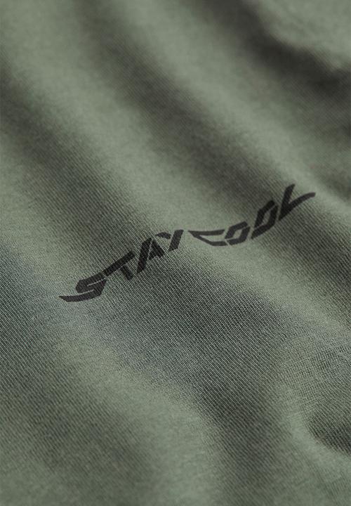 H&M - T-shirt - dark khaki green/stay cool