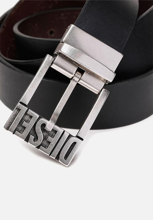 diesel belt black and silver