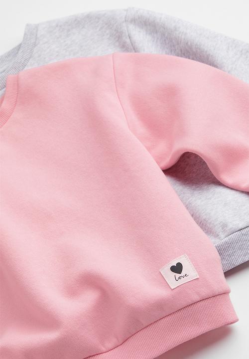 H&M - 2-Pack sweatshirts - light pink/light grey marl