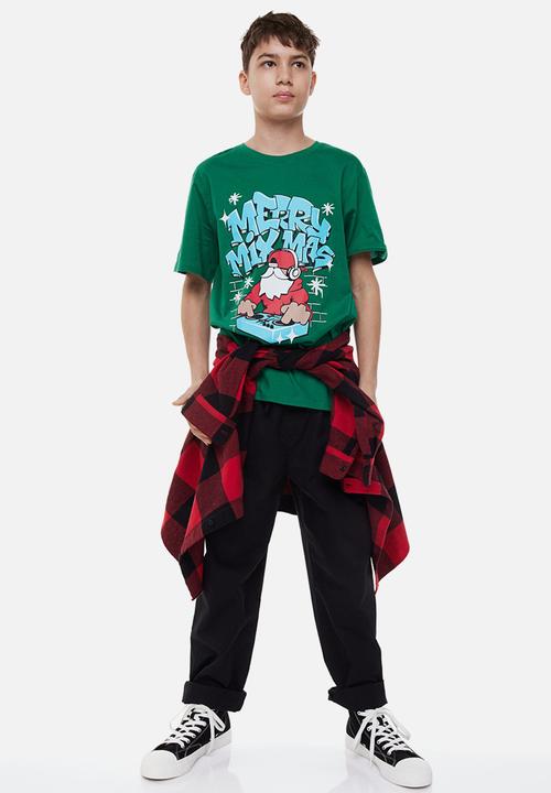 H&M - Cotton T-shirt - green/merry mixmas
