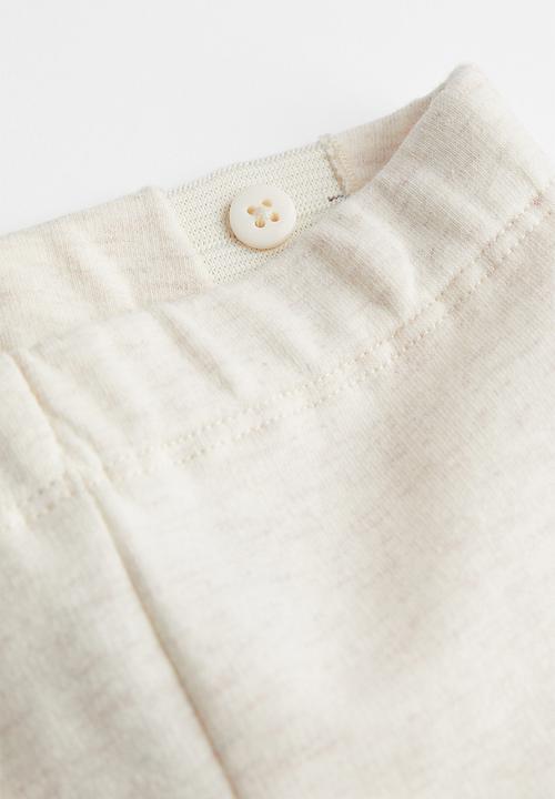 H&M - Cotton leggings - light beige marl/rabbits