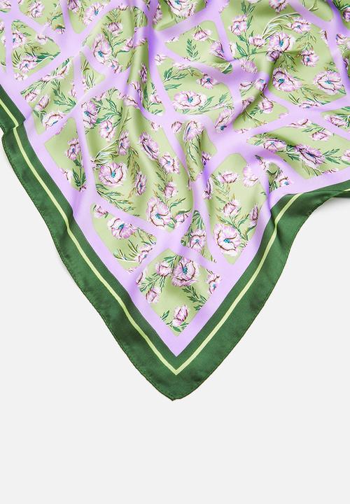 Superbalist - Floral printed neckerchief - green & purple