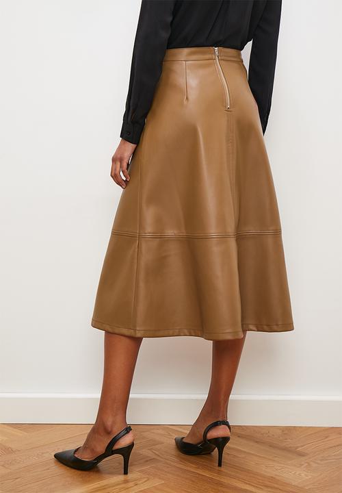 edit - Aline pu midi skirt - tan