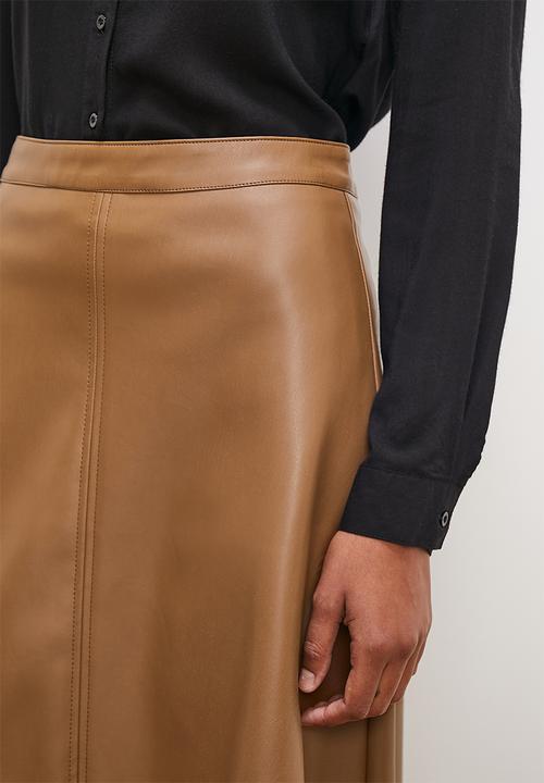 edit - Aline pu midi skirt - tan