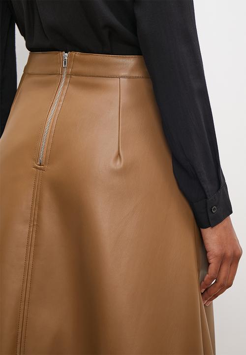 edit - Aline pu midi skirt - tan