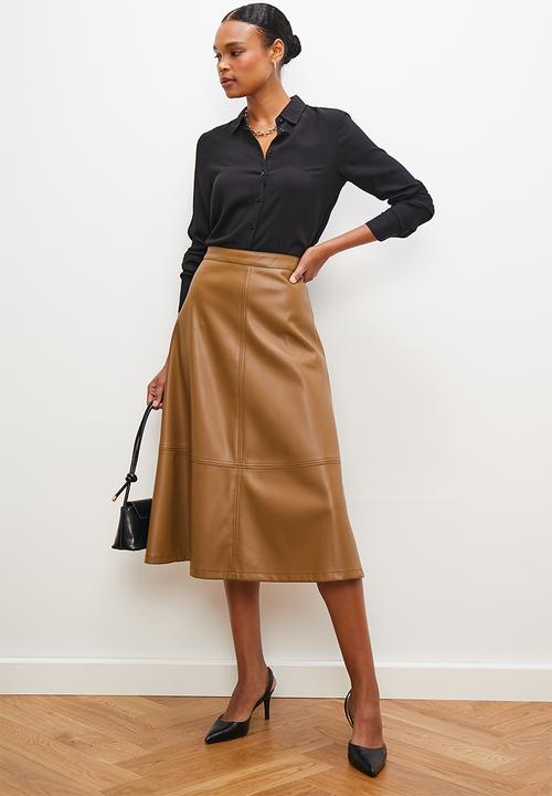 edit - Aline pu midi skirt - tan