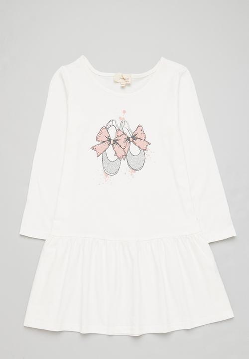 Superbalist - Girls 2 pack printed dress - light pink & ecru