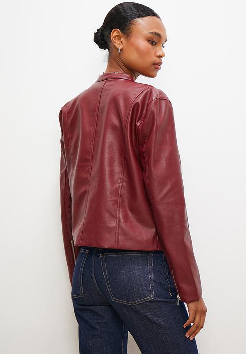 edit - Collared biker jacket - bloodstone