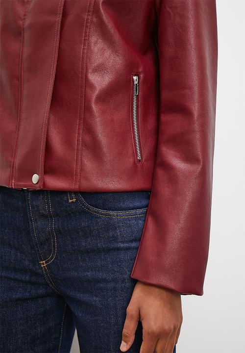 edit - Collared biker jacket - bloodstone