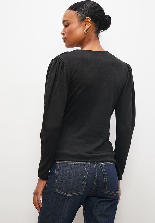 edit - Cut n sew wrap top - black