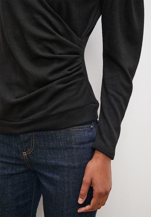 edit - Cut n sew wrap top - black
