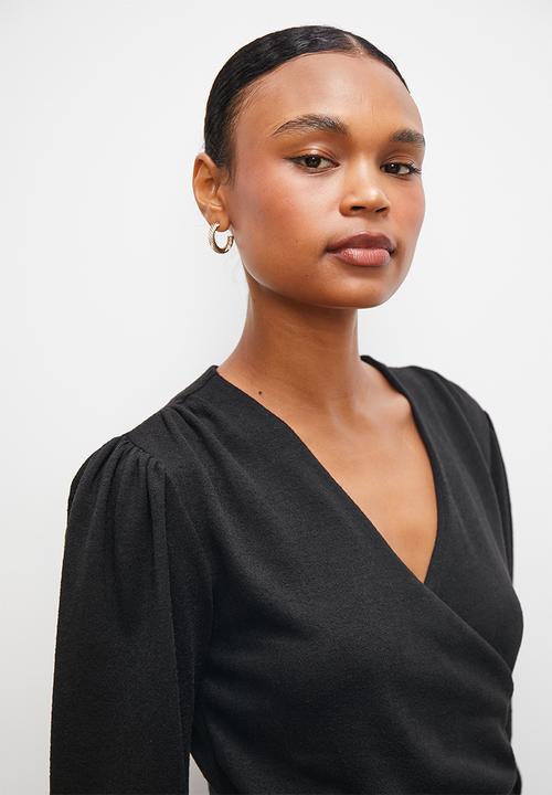 edit - Cut n sew wrap top - black