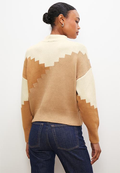 edit - Dolman col block jumper - neutrals