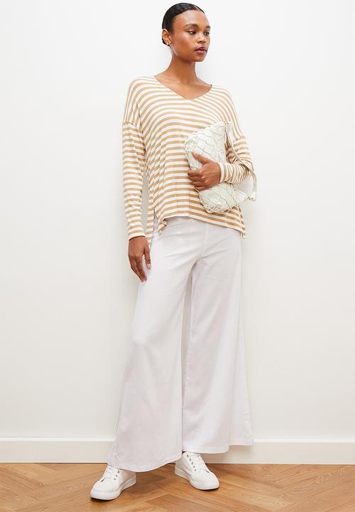 edit - Viscose linen wide leg pant - milk