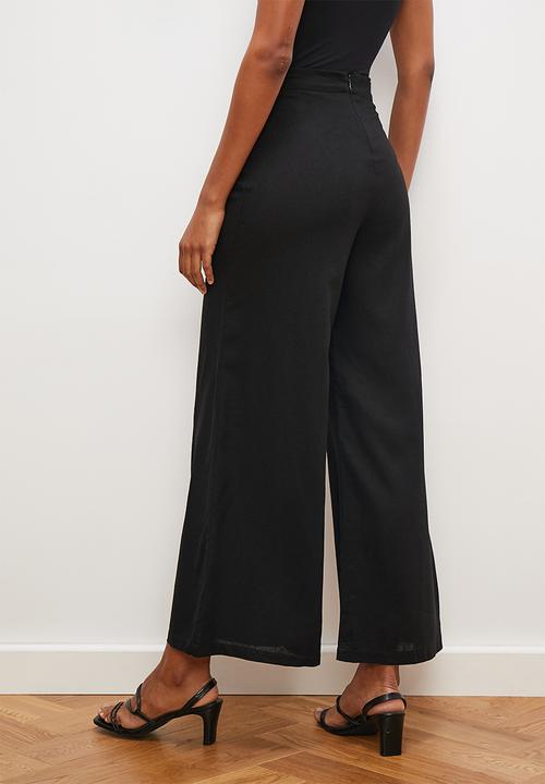 edit - Viscose linen wide leg pant - black