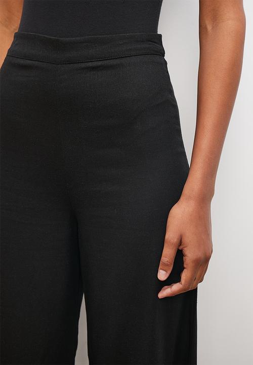 edit - Viscose linen wide leg pant - black