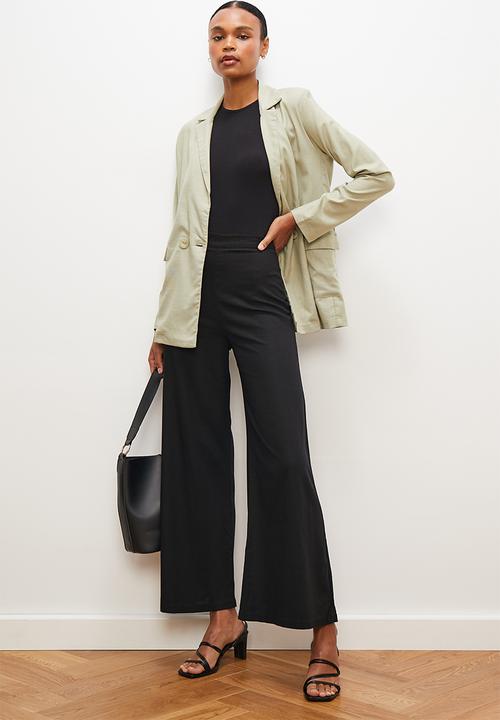 edit - Viscose linen wide leg pant - black