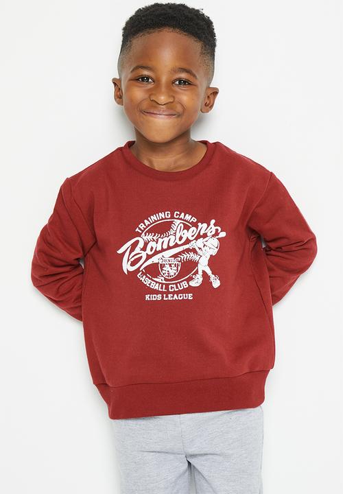 Superbalist - Boys printed tracksuit - red & grey