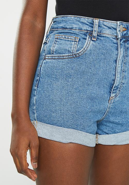 Cotton On - High rise classic stretch denim short - offshore blue