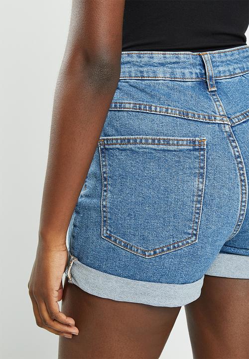 Cotton On - High rise classic stretch denim short - offshore blue