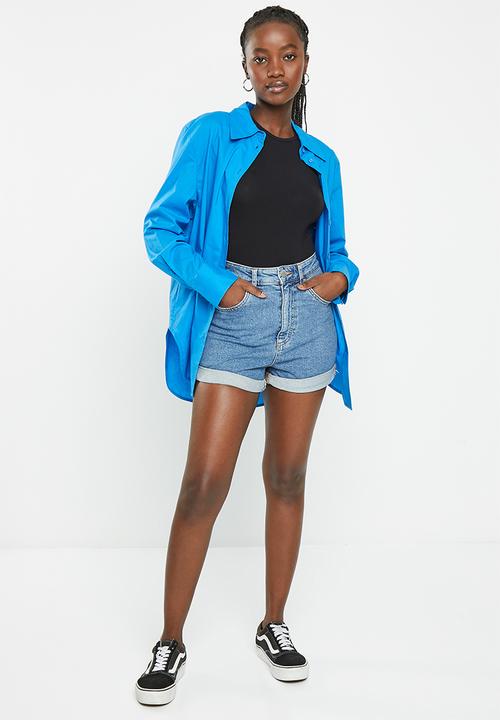Cotton On - High rise classic stretch denim short - offshore blue