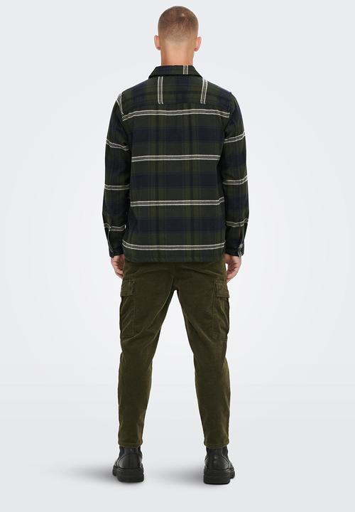 Only & Sons - Onsash ovr check long sleeve shirt - dark olive