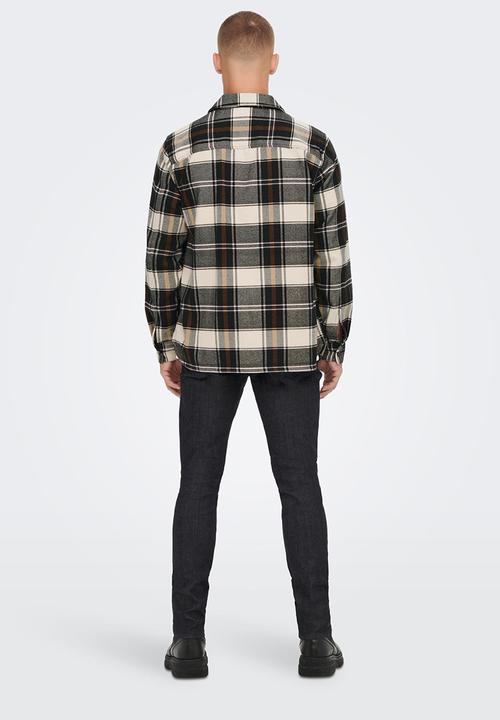 Only & Sons - Onsash ovr check long sleeve shirt - grey & cream