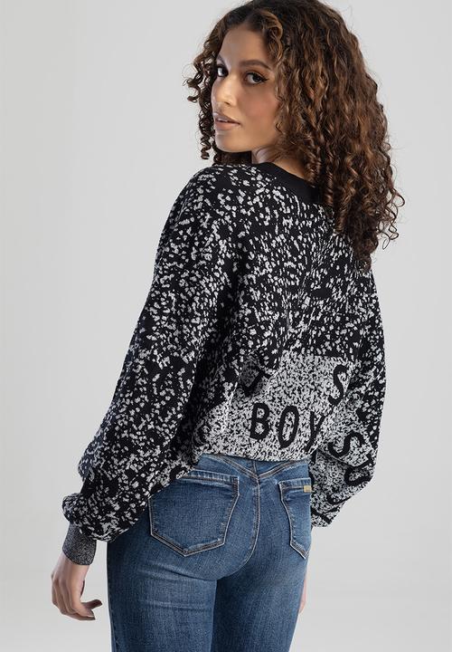 SISSY BOY - Everleigh knitted sweater with batwing sleeve - black/grey