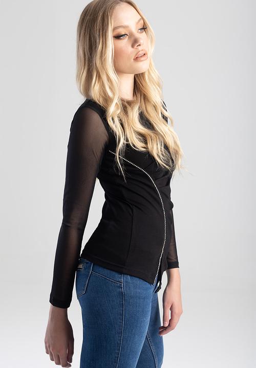 SISSY BOY - Bithia: fashion fitted top with long sleeves - black