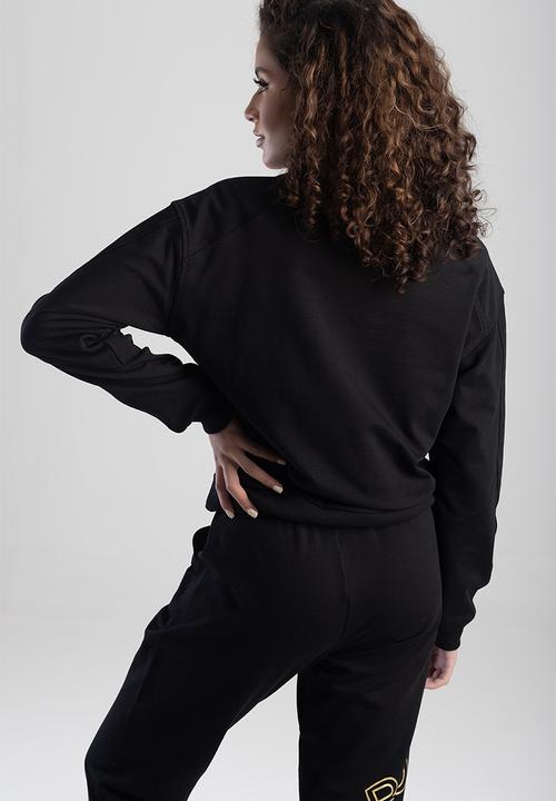 SISSY BOY - Maxed out raglan sweat top with draw-in waist - black
