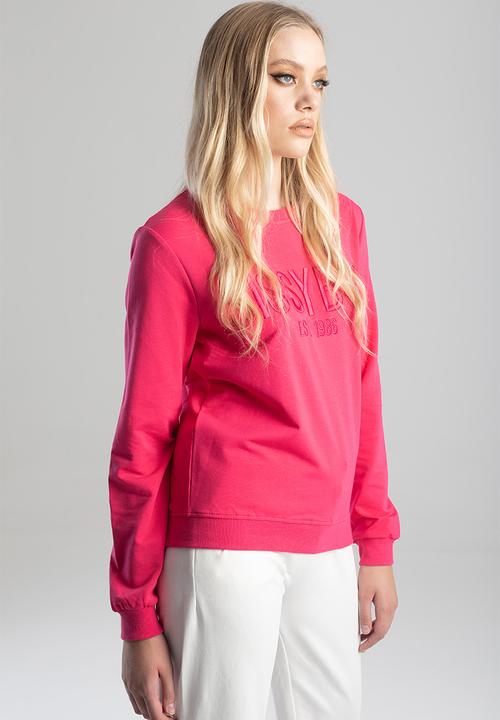 SISSY BOY - Oshi crew neck sweat top with long sleeves - cerise