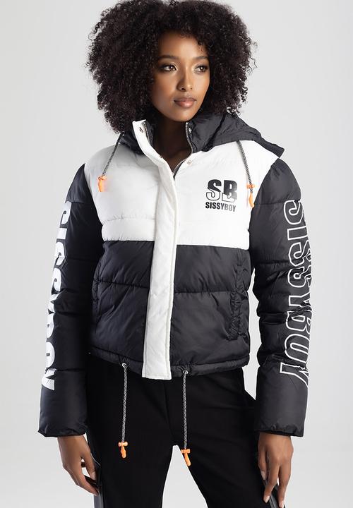 SISSY BOY - Pasco: Sporty contrast puffer jacket - black/white