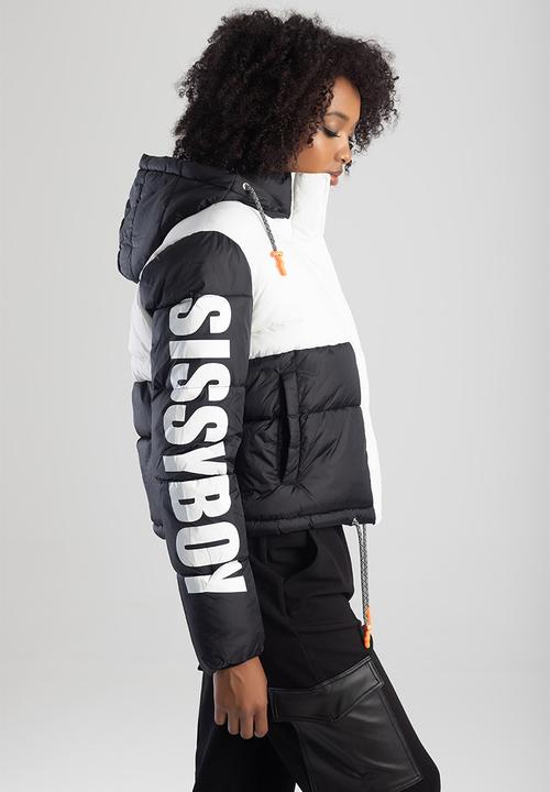 SISSY BOY - Pasco: Sporty contrast puffer jacket - black/white
